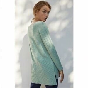 Maeve Anthropologie Devine Light Green Knit Tunic Long Sleeve Shirt